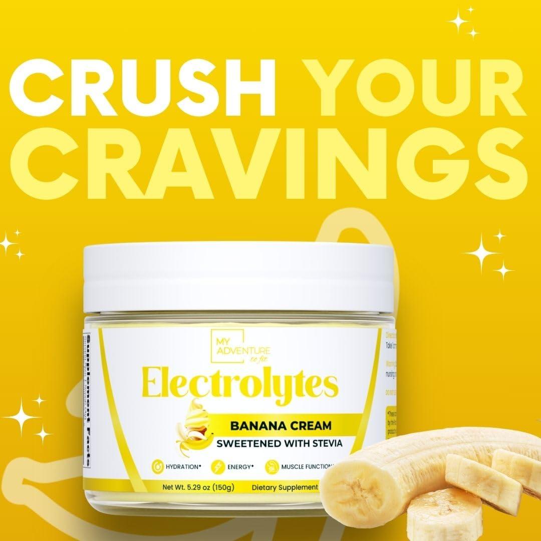 My Adventure to Fit Zero Sugar - Banana Cream Electrolytes Powder - Refreshing Hydration - Caffeine Free Energy with All Natural Ingredients - Vegan, Keto & Paleo - Sugar Free Electrolytes Powder Drink Mix - 37 Servings