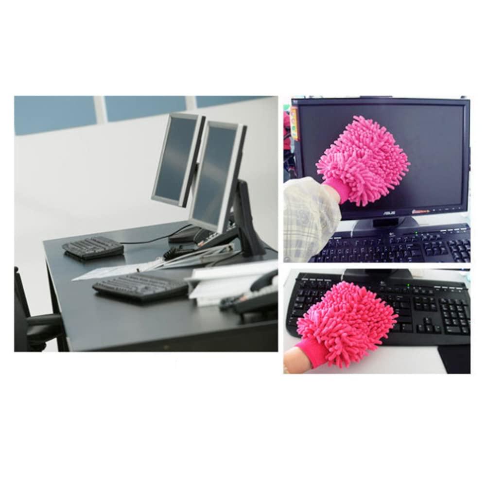 TopHomer TopHomer 5 Pcs Microfiber Gloves House Cleaning Auto Dusting Gloves for Plants House Cars Blinds Dusting Furniture and Small Objects (Pink)
