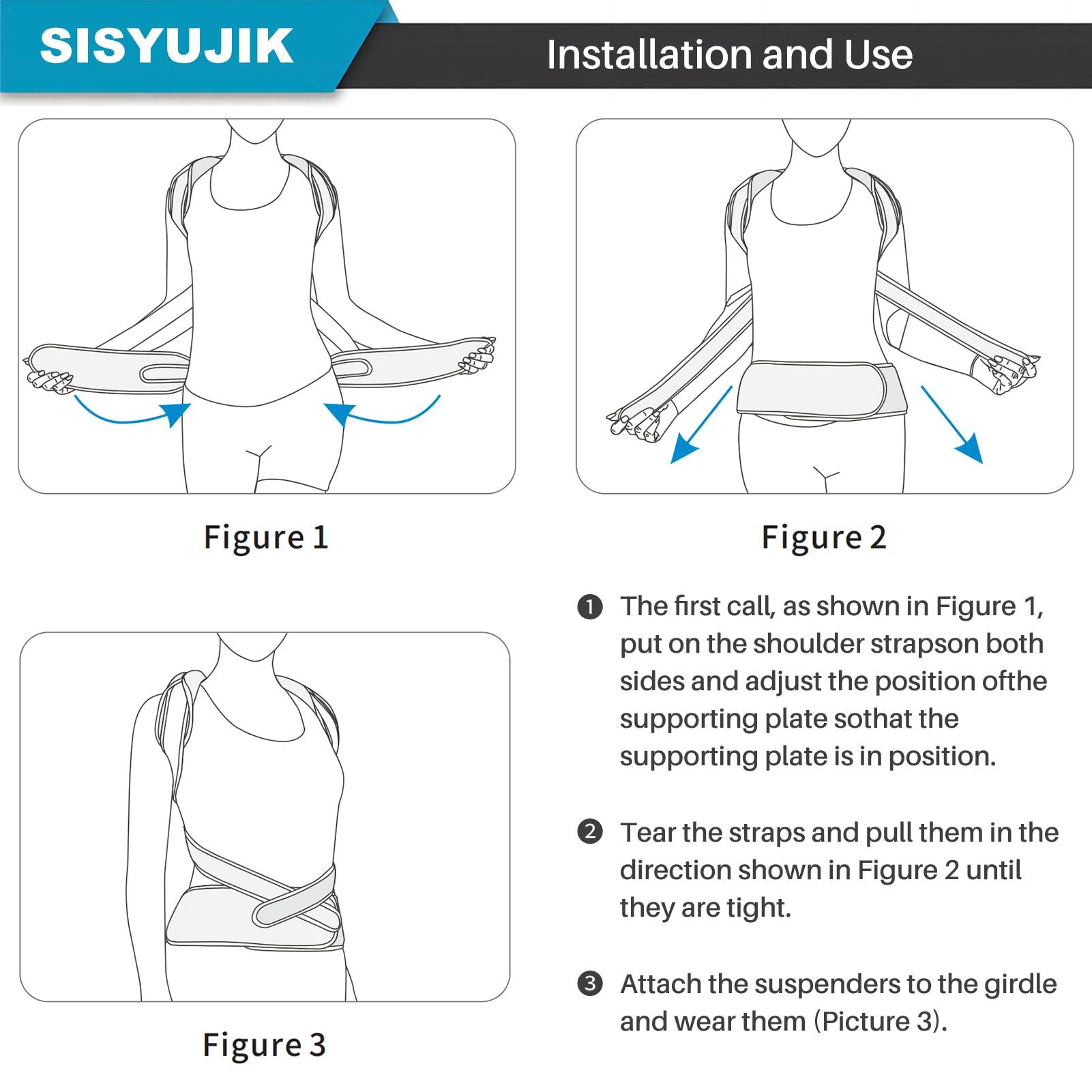 SISYUJIK SISYUJIK Posture Corrector Back Support for Hunched Back, Kyphosis and Vertebral Compression Fracture Men and Women (Large)