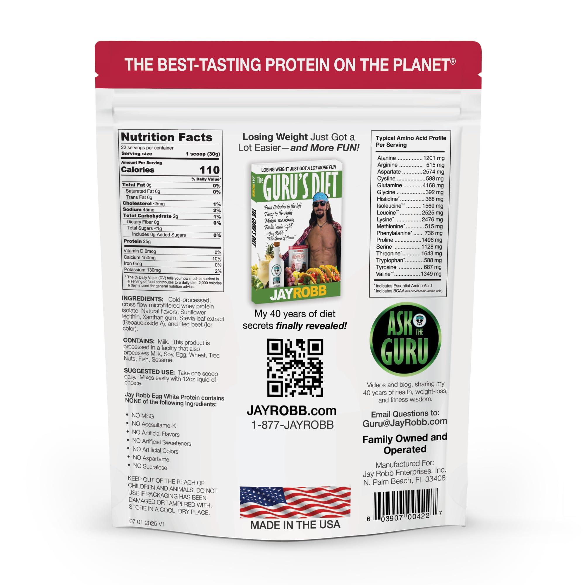 JAYROBB Jay Robb Whey Isolate Protein Powder, Low Carb, Keto, Vegetarian, Gluten Free, Lactose Free, No Sugar Added, No Fat, No Soy, Nothing Artificial, Non-GMO, Best-Tasting (24 oz, Strawberry)