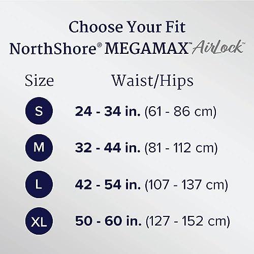 NorthShore NorthShore MegaMax AirLock Breathable 9-Hour Heavy-Duty Tab-Style Adult Diapers, Medium, 12 Count Bag, Black, 32-44 inches, Unisex Incontinence Underwear