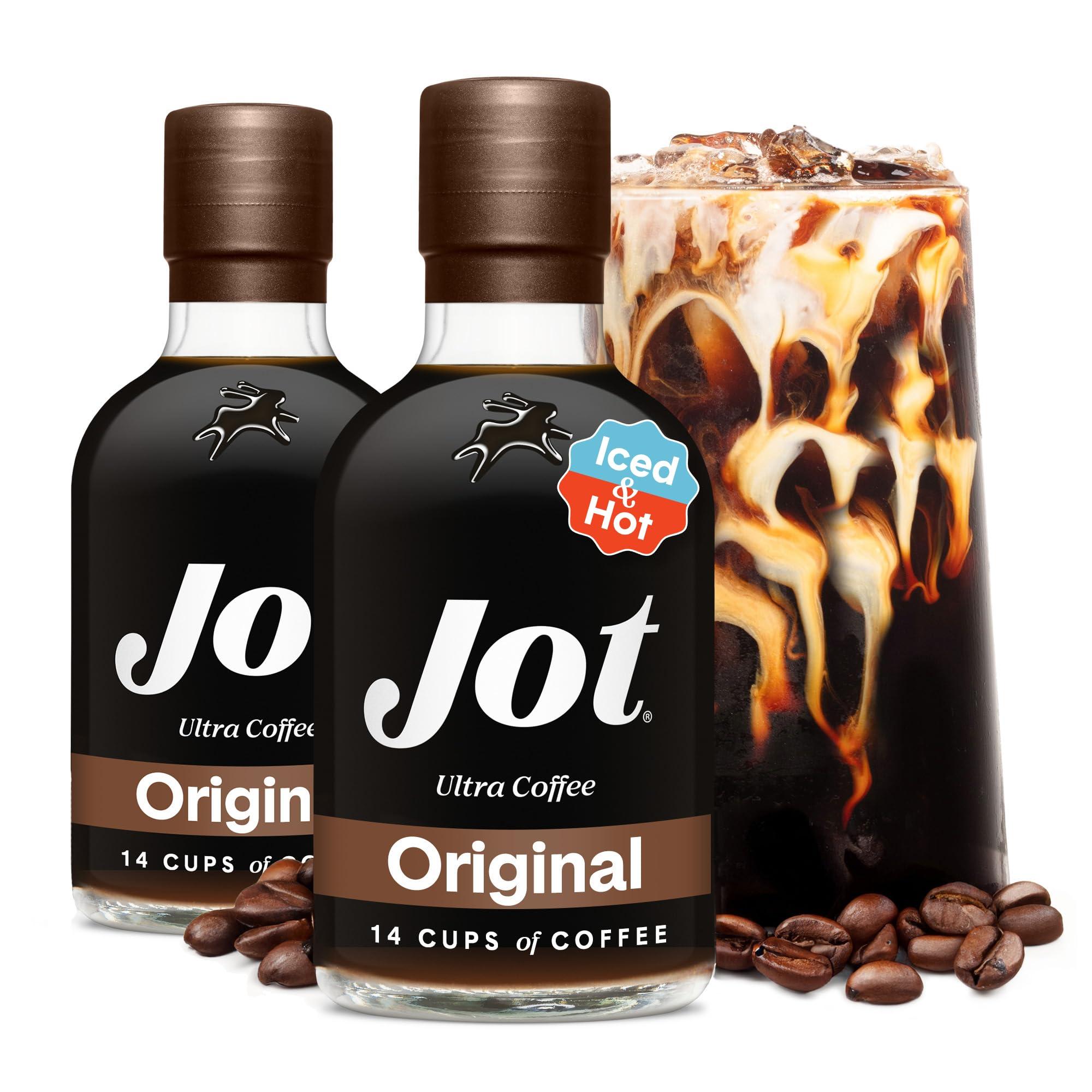 Jot Jot Coffee Concentrate (Original) High Caffeine Cold Brew Coffee Concentrate Liquid for Iced Coffees, Instant Espresso, Hot or Cold Instant Coffees - Makes 14 Cups, 150mg Caffeine/Tbsp, Sugar Free