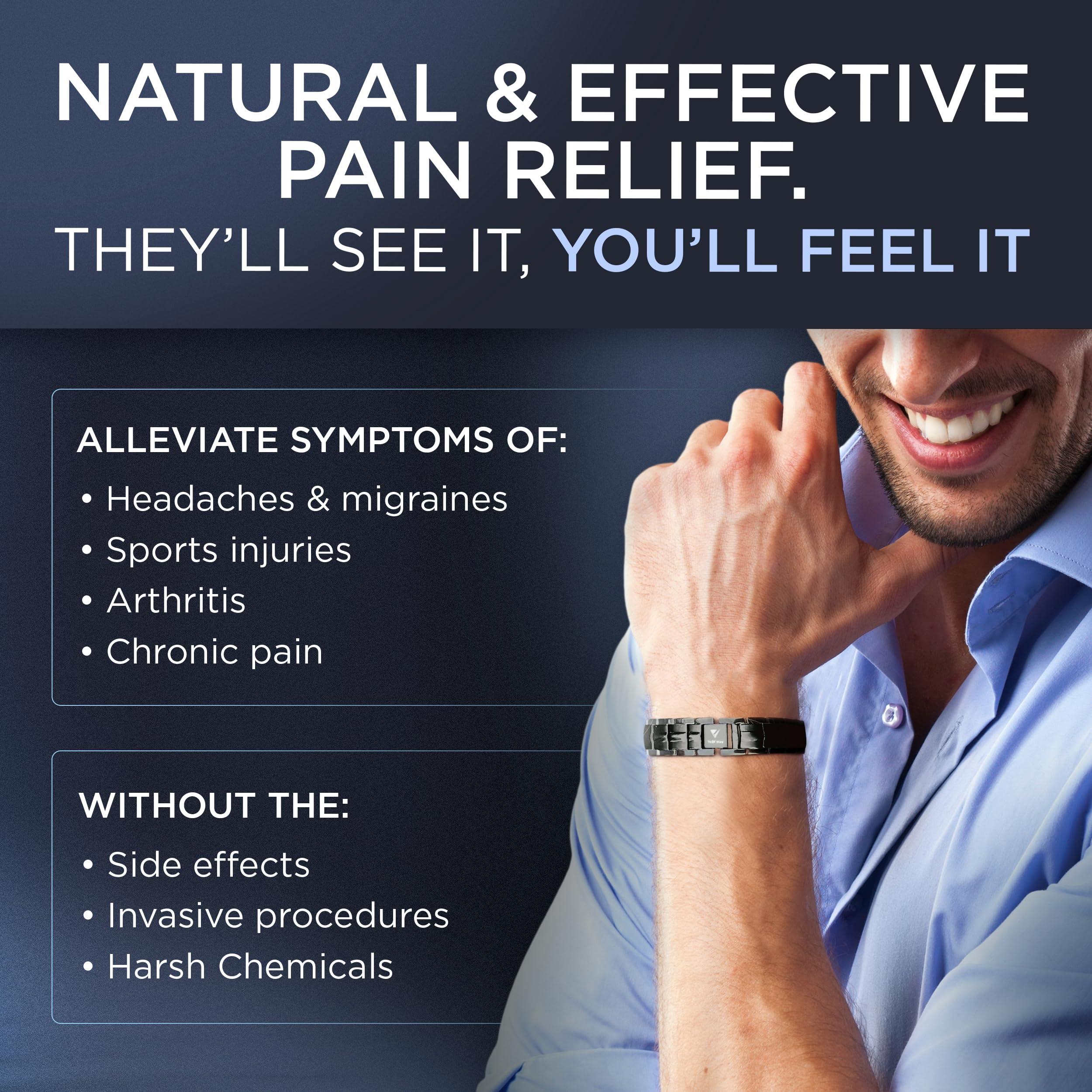 Vigor Wave Vigor Wave Magnetic Therapy TITANIUM Bracelet for Men Stylish 2X Strength Magnetic Bracelet for Relieving Pain and Improving Circulation + Premium Sizing Tool & Gift Box, Black