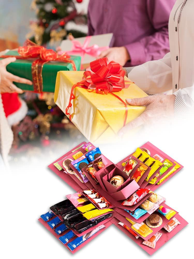 TITA-DONG TITA-DONG 5 Layer Creative Explosion Gift Box, DIY Snack Explosion Box, Candy Explosion Box, Suprise Gift Box, DIY Explosion Gift Box for Valentines Day Gifts Birthday Wedding Anniversary(Pink)