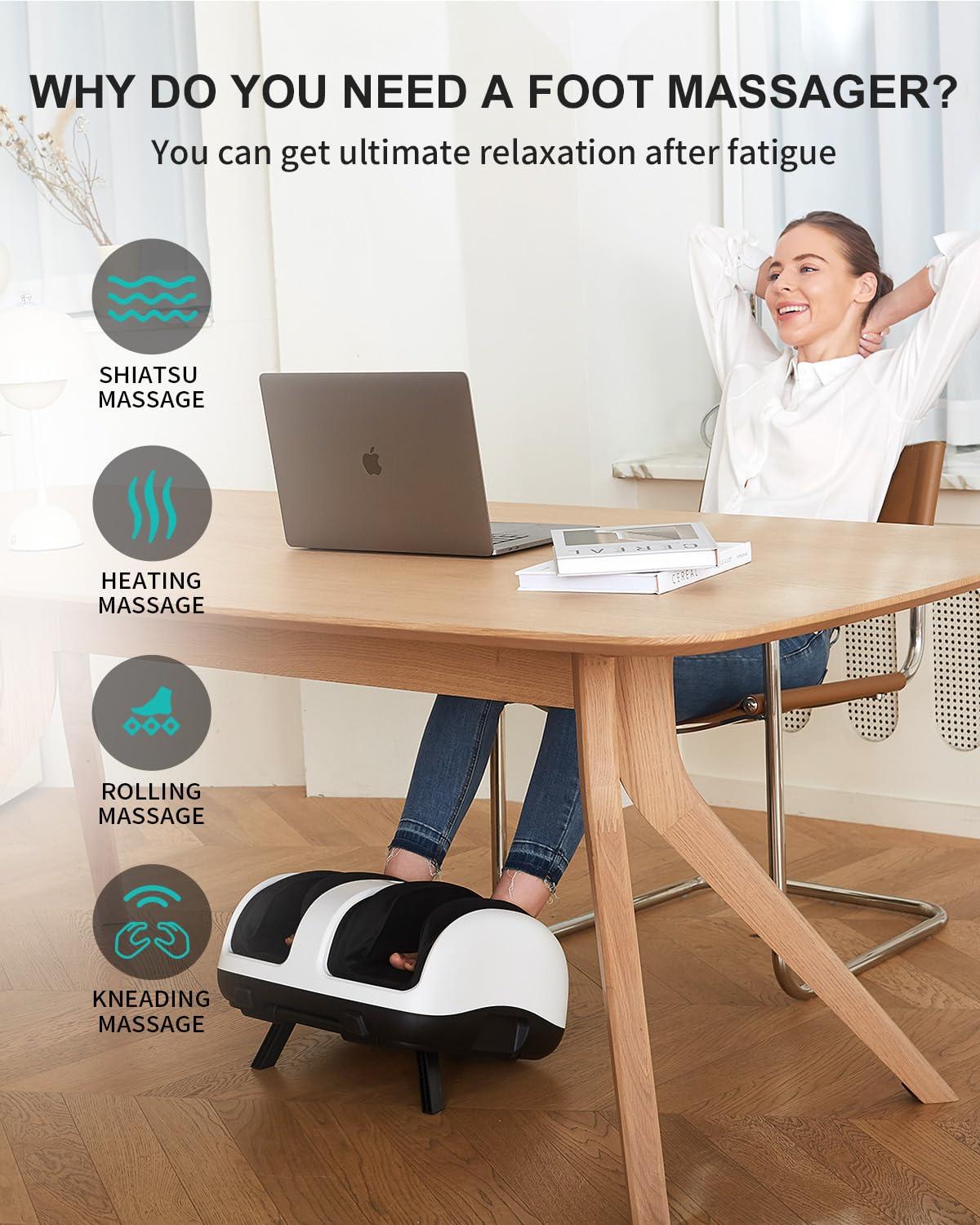Nekteck Nekteck Foot Shiatsu Massager for Circulation and Pain Relief, Smart Electric Massage Machine with Heat, Deep Kneading, Vibration for Feet, Calf, Arm Muscle Relax White (APP Control)