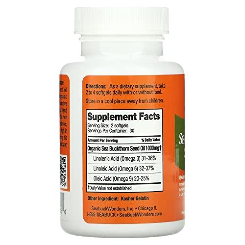 SEABUCKWONDERS Sea Buckthorn Seed Oil (USDA Organic) Seabuck Wonders 60 Softgel