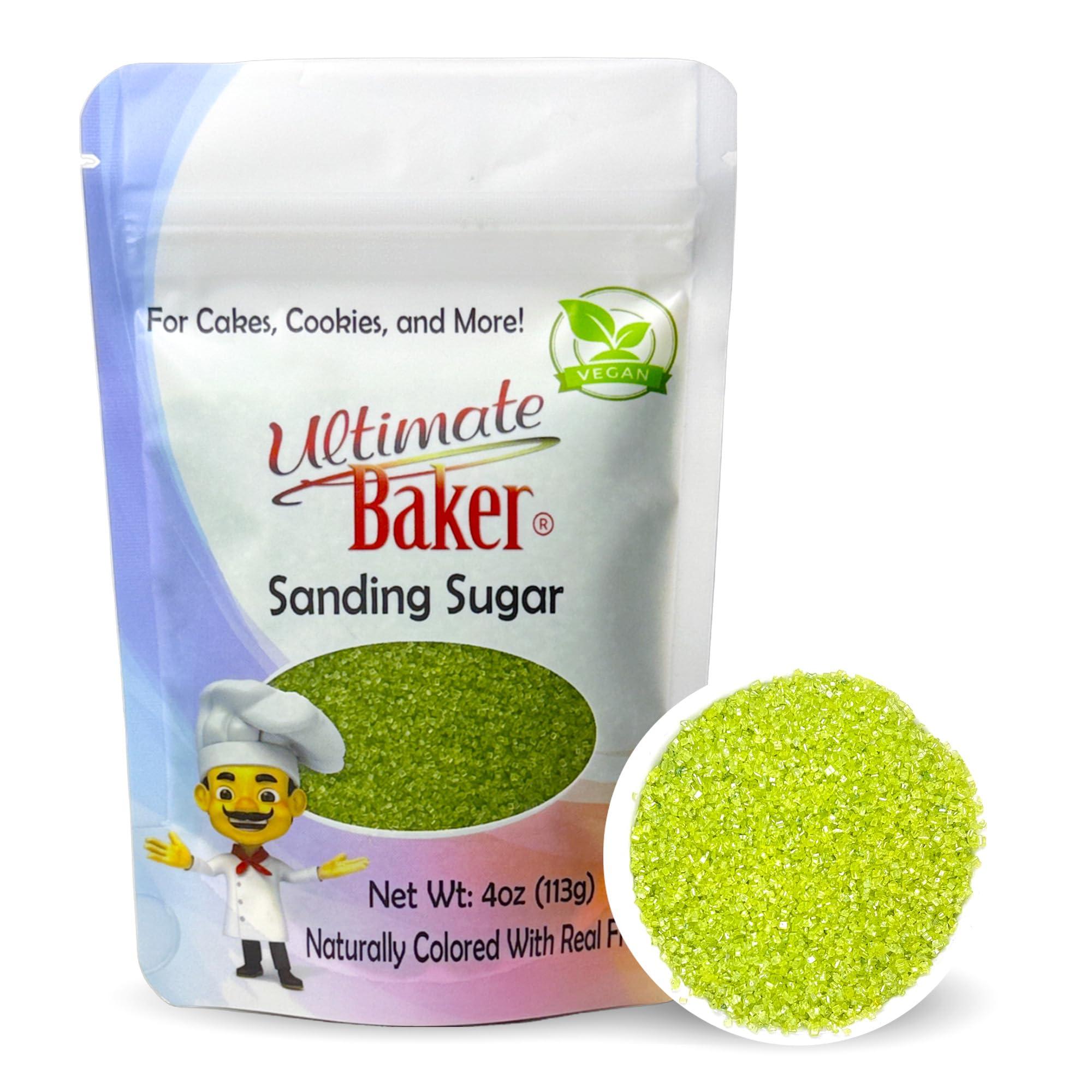 Ultimate Baker Ultimate Baker Sanding Sugar, Naturally Colored Sanding Sugar for Cookies, Colored Baking Sugar, Medium Crystal Colored Sugar for Cake Decorating & Cocktail Rimming (4oz Bag, Green)