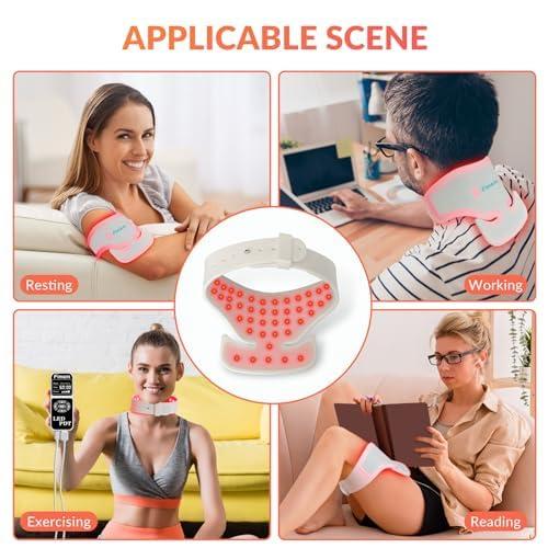 Fimem Fimem Red Light Therapy for Neck Pain Relief, Led Infrared Red Light Therapy Neck, Red Light Therapy Pad for Knee, Foot, at Home Red Light Therapy, Silicone Wearable Therapy Pad Far Infrared Light
