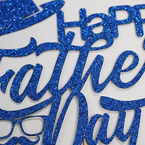 Kaoenla Father\'s Day Cake Topper-Happy birthday dadHappy Father\'s Day Best Dad Ever cake Topper The Men Birthday Party Picks for Cake Decorations Toppers (Blue)