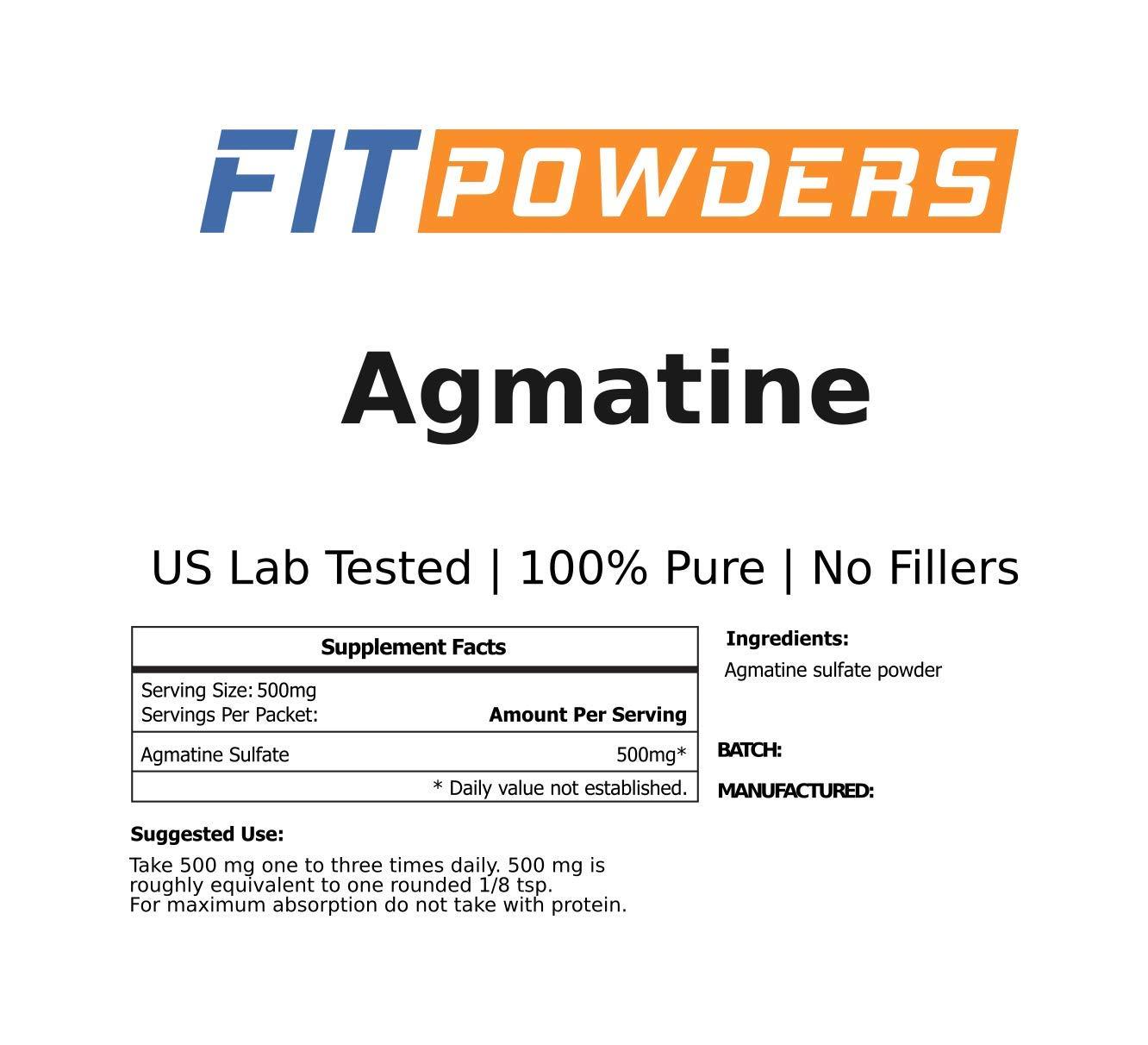 FitPowders FitPowders Agmatine Sulfate Powder 1 Kilogram (Multiple Sizes) Strength and Pump (Nitric Oxide) 100% Pure Agmatine Powder, Vegan, Gluten-Free