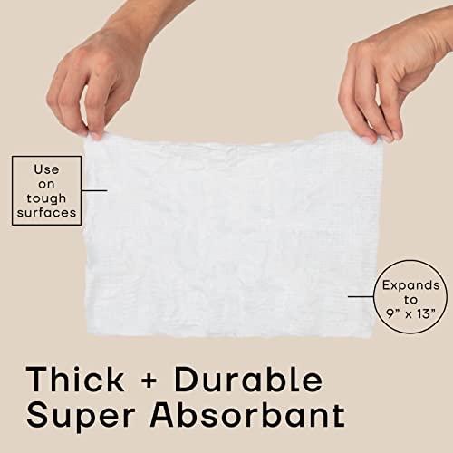 soto soto White Expandable Cleaning Towels, 100% Cotton (25 Pack) - 9 inches x 13 inches; Cotton Cleaning Rags, Disposable Hand Towels; Stronger Than Paper Towels Bulk Quantity