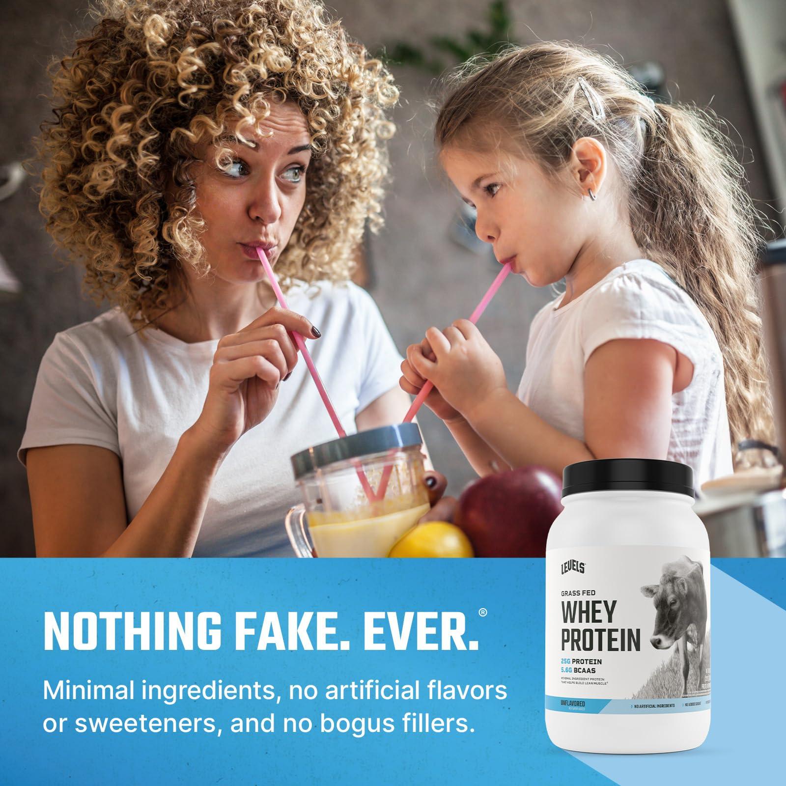 Levels Nutrition Levels Grass Fed Whey Protein, No Artificials, 25G of Protein, Unflavored, 2LB