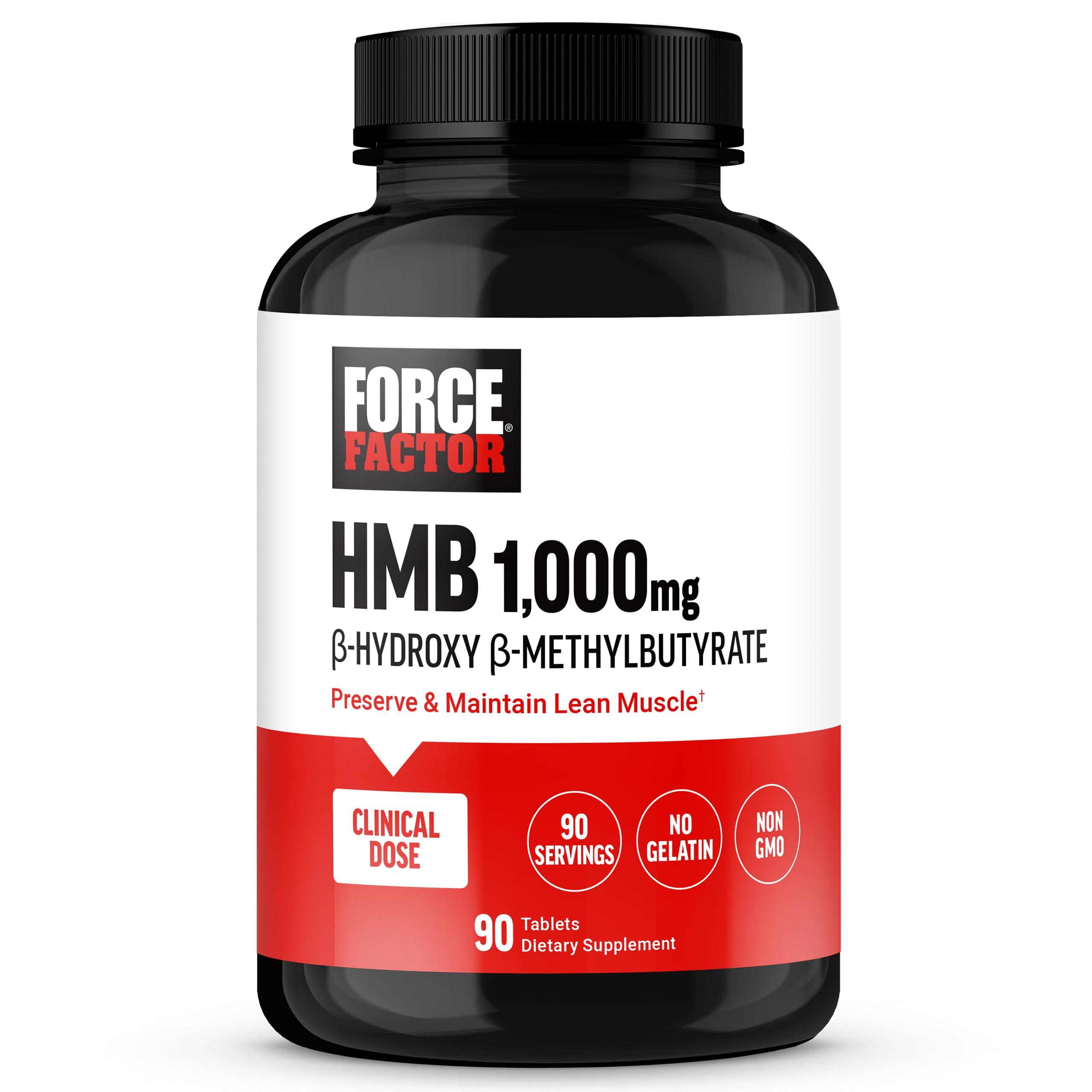 Force Factor FORCE FACTOR HMB Supplement to Preserve Lean Muscle, Support Workout Recovery, and Prevent Muscle Protein Breakdown, Clinical Dose, Premium Quality, Non-GMO, 90 Tablets
