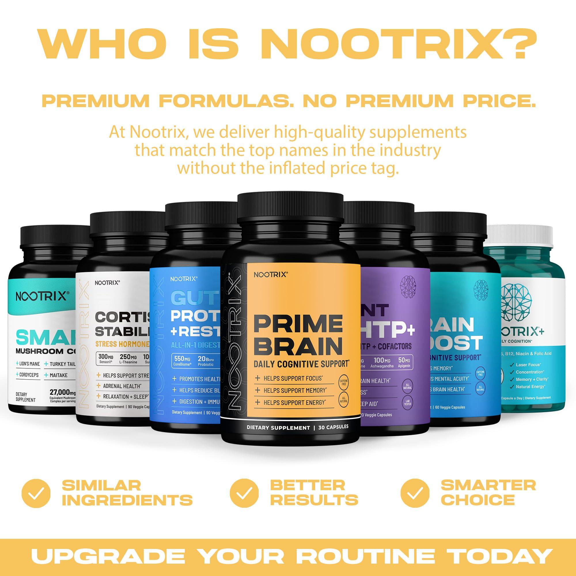 Nootrix Nootrix Cortisol Manager and Stabilizer Supplement | Supports Deep Sleep & Relaxation | Cortisol Supplement with Ashwagandha, L-Theanine, Rhodiola Rosea Extract & Apigenin | 90 Vegan Capsules