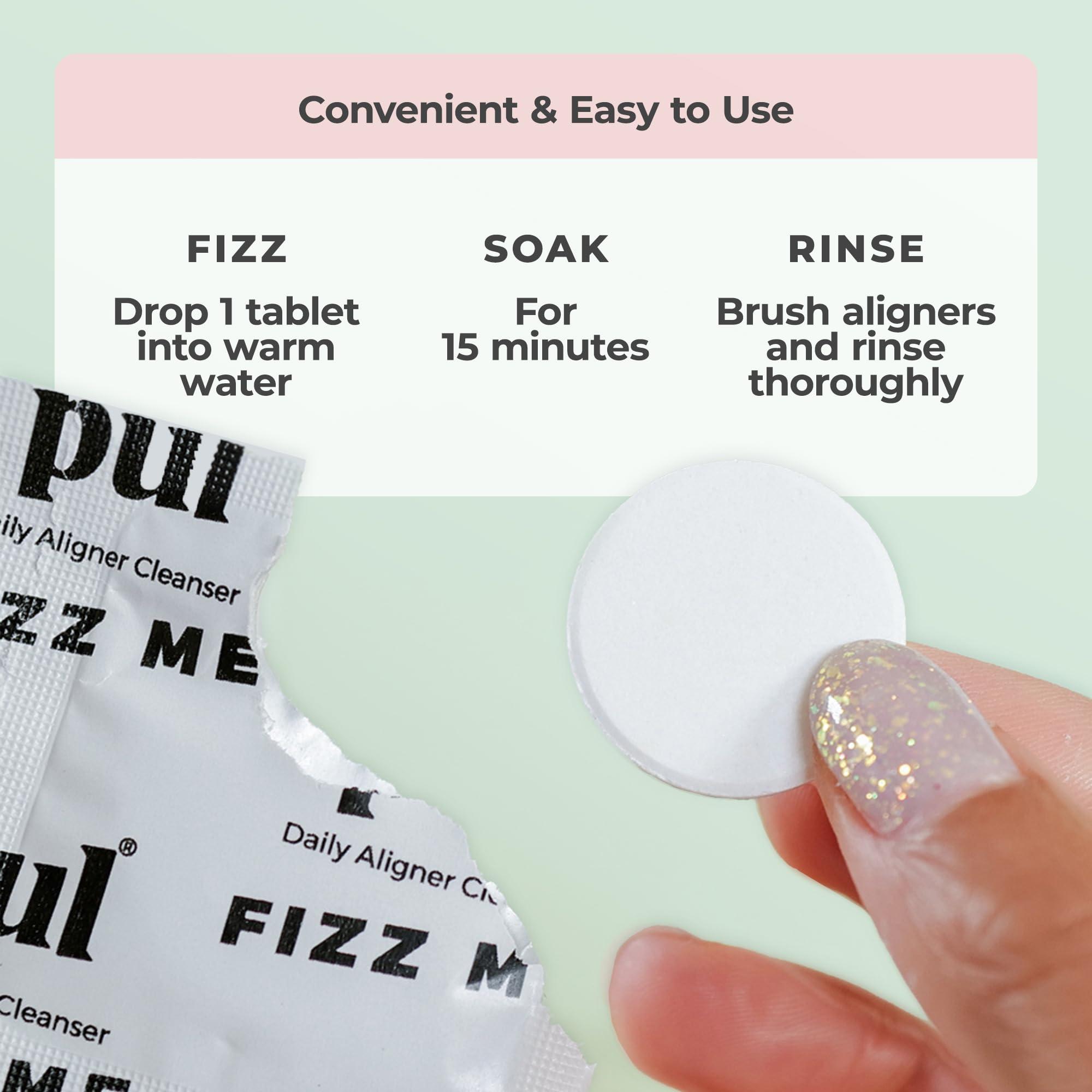 The Pultool Daily Aligner Cleanser Tablets by PUL - Remove Odors Discoloration Stains & Plaque - Specially Formulated to Clean & Brighten Aligners, Retainers, Dentures, Nightguards & Dental Appliances - 30 Pack