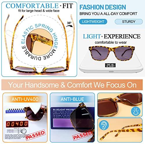 MARE AZZURO MARE AZZURO Reader Sunglasses 2.50 Men Large Square Sun Reading Glasses 100 125 150 175 200 225 250 275 300 350 400 (Brown, 2.5)