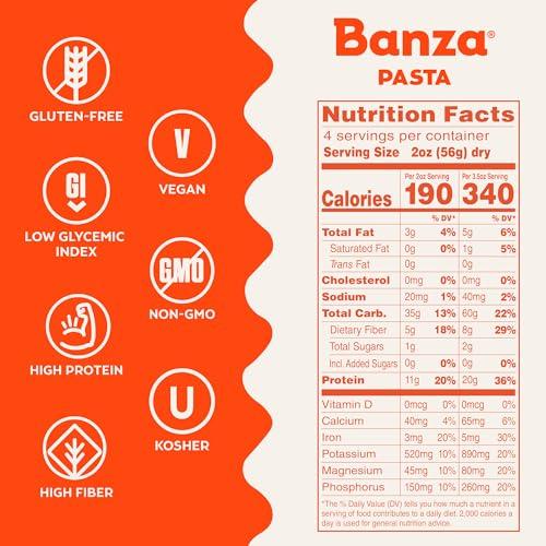 Banza Banza Cavatappi Pasta from Chickpeas - Gluten Free, High Protein, and Lower Carb Protein Cavatappi Chickpea Pasta - 8oz