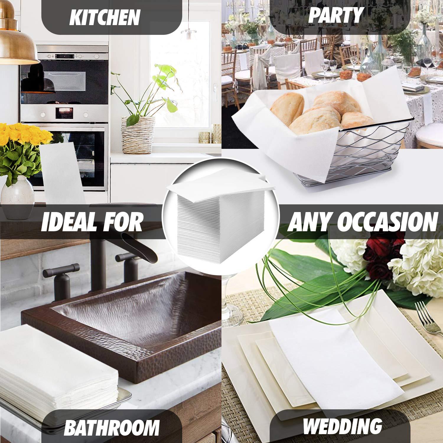 shawberri 400 Paper Towels Cloth-Like Hand Tissue Paper Napkins, Disposable Hand Towels for Bathroom Guests, Disposable Face Towel for Guest, Washcloths or Dinner Napkin, Made in USA, White