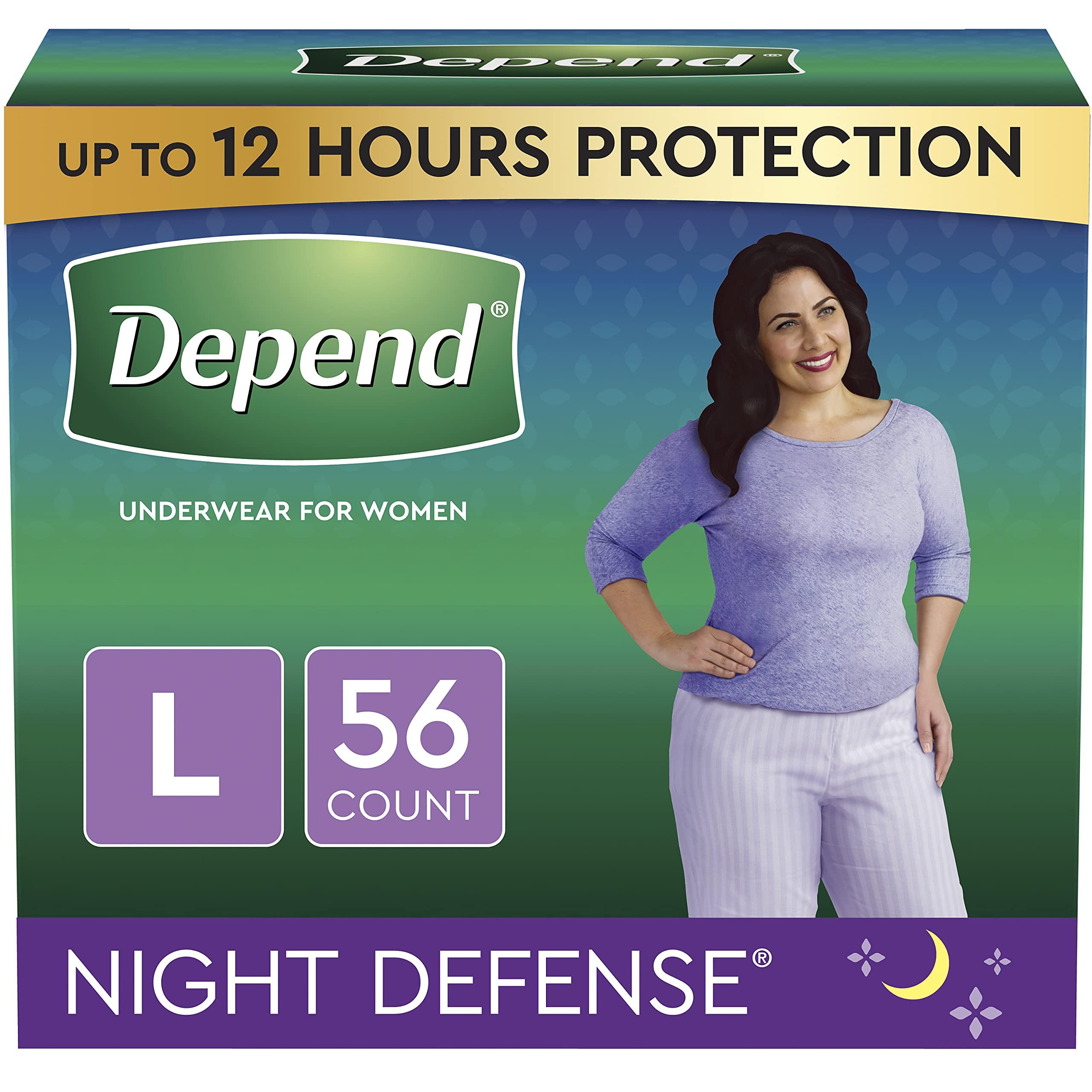 Depend Depend Night Defense Adult Incontinence Underwear for Women, Disposable, Overnight, Large, Blush, 56 Count (4 Packs of 14) (Packaging May Vary)