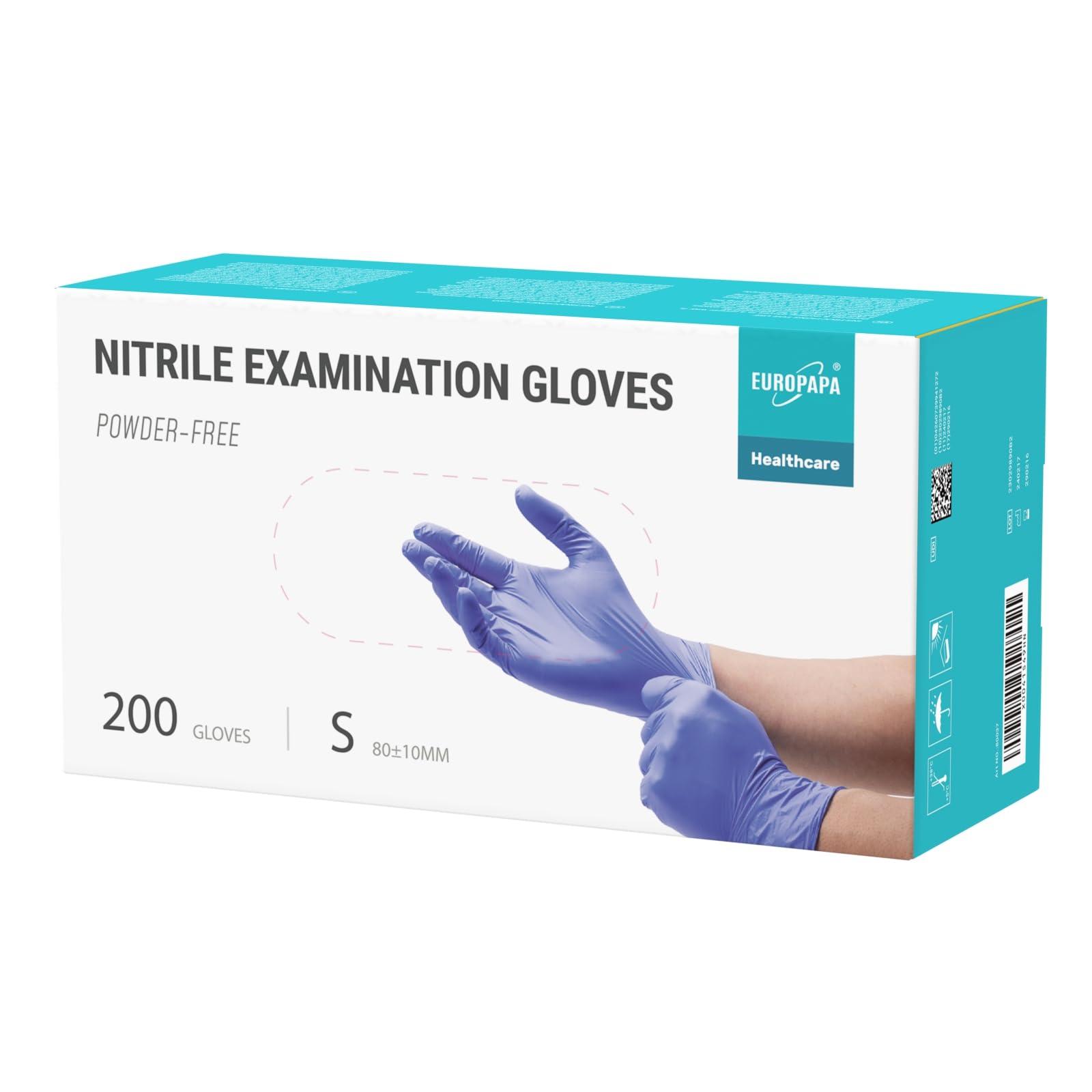 EUROPAPA EUROPAPA Nitrile Examination Gloves, Purple, S, Pack of 200