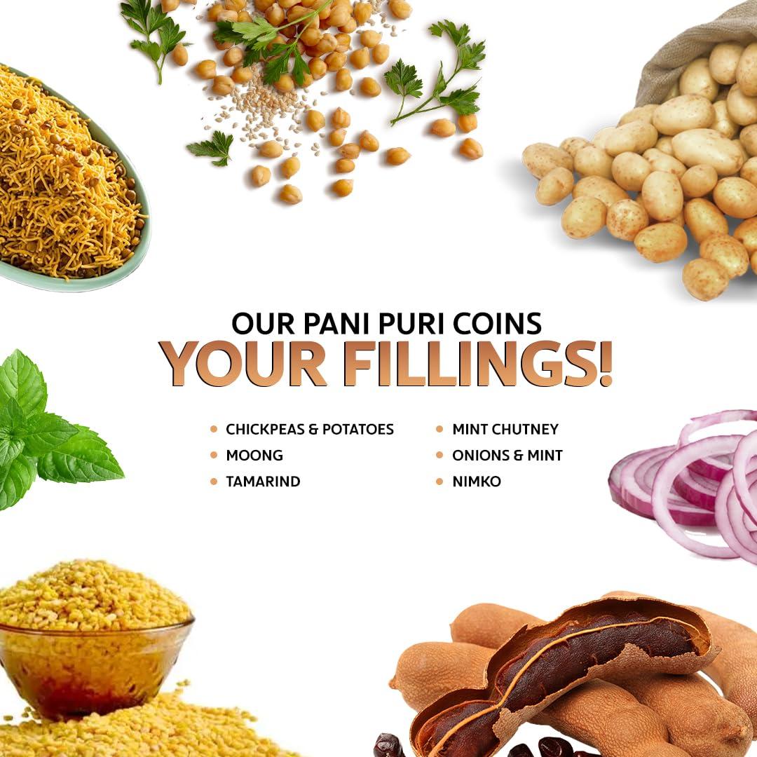 Hemani HEMANI Pani Puri - Coins - Comes with Masala - Ready to Cook - 400g (14.1 oz) - All Natural, Vegan & Non-GMO - Indian Origin