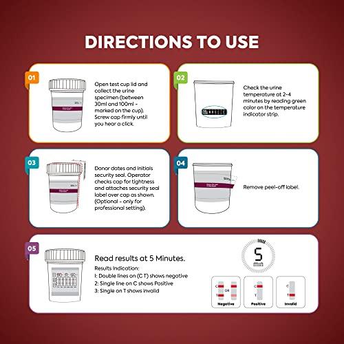 DIAGNOX HEALTH Accurate Urine Drug Test Kit - 10 Panel at Home Drug Test Cup with Clicker & Temperature Strip - CLIA Waived, 510k Cleared with SAMHSA Cutoff Levels [25 Test Cups]