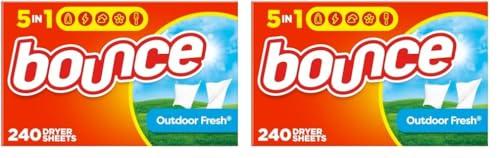 Bounce Bounce Dryer Sheets, Outdoor Fresh, 480 Count Laundry Fabric Softener Sheets with Static Control and Wrinkle Fighters. (2 Packs of 240)