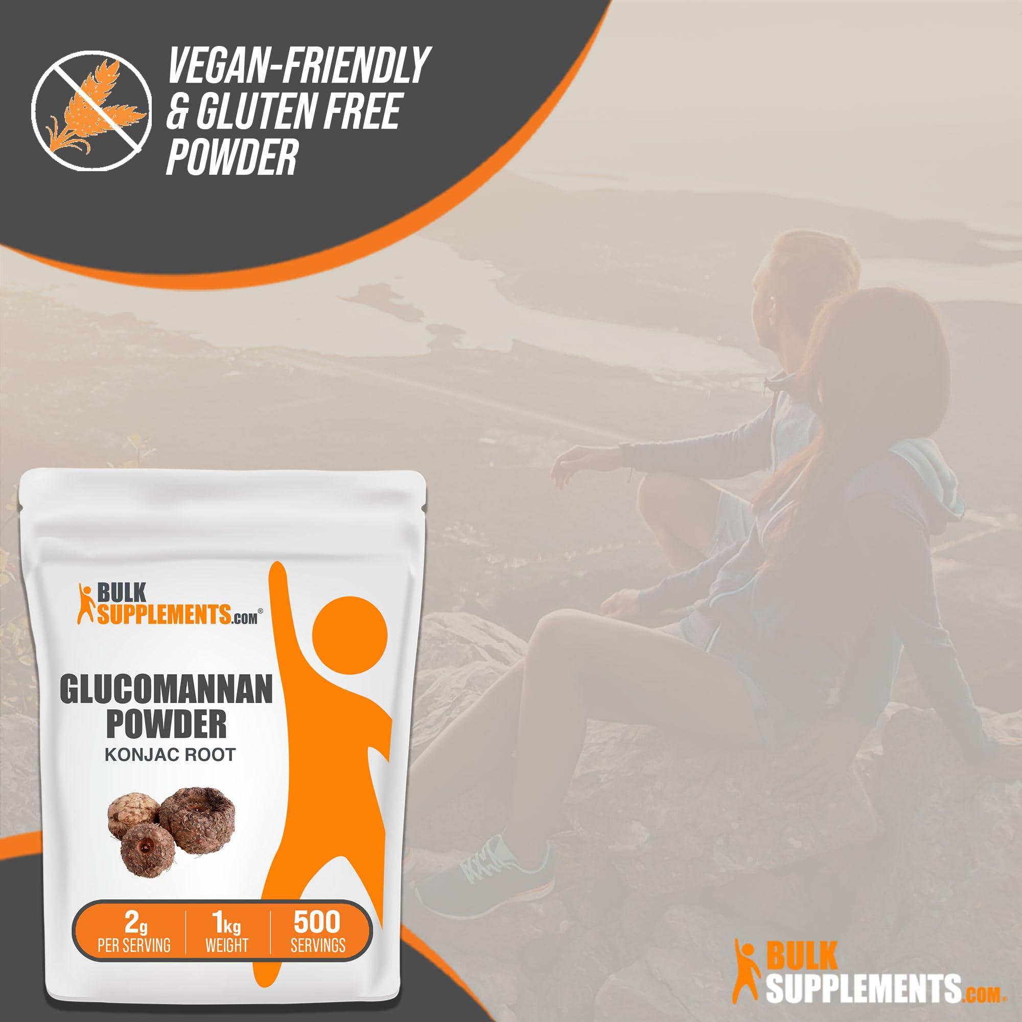BulkSupplements BulkSupplements.com Glucomannan Powder - Konjac Root Extract Powder, Fiber Supplement Powder, Konjac Powder - Gluten Free, 2g per Serving, 1kg (2.2 lbs) (Pack of 1)