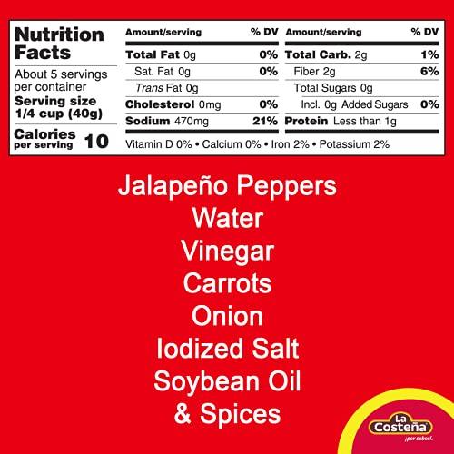 La Costeña La Costeña Sliced Jalapeño Peppers | Pickled Green Hot Jalapeños | 12 Ounce Can (Pack of 12)