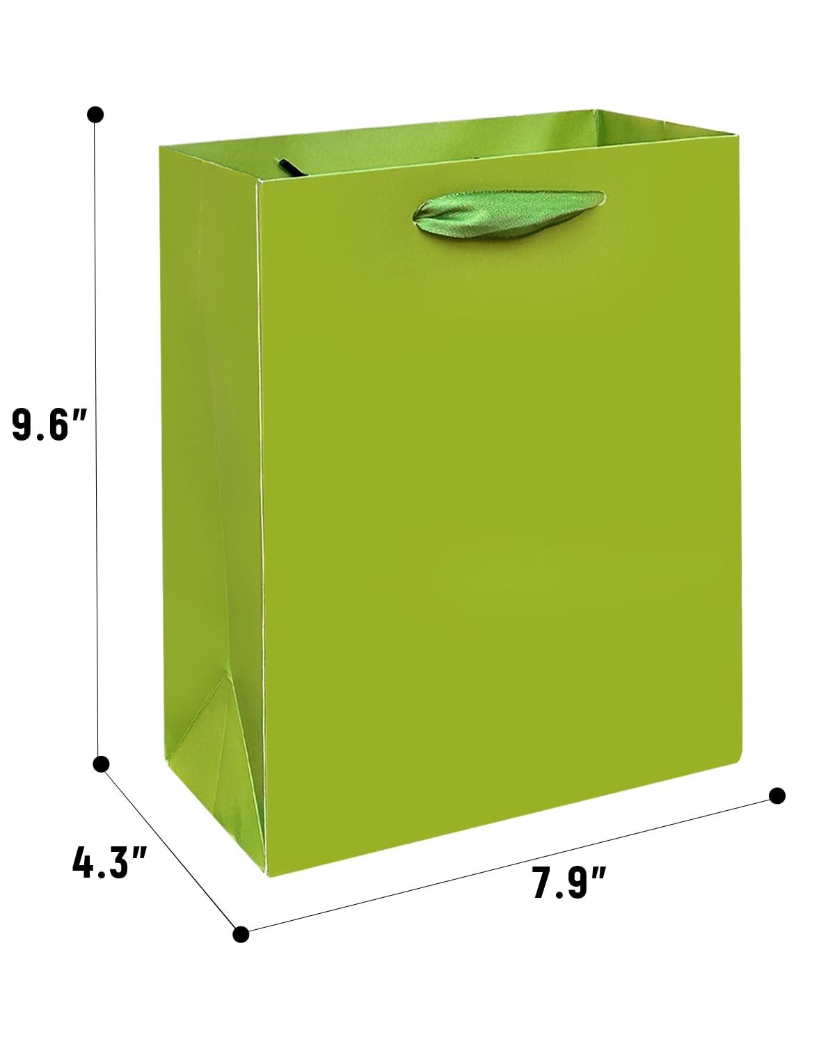 Gcardist Gcardist Emerald Green Gift Bags with Tissue Paper for Wedding, Birthday, Party Supplies-7.9\"x4.3\"x9.6\" Medium Size Cardboard Gift Bags5pcs Bags +10pcs Tissue Paper