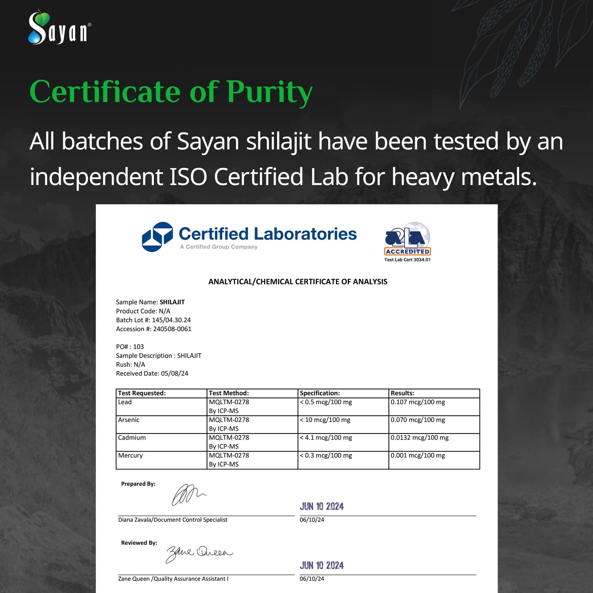 Sayan Sayan Pure Authentic Altai Shilajit Resin - 30 Grams, 4 Month Supply - High Efficacy Organic Fulvic Acid Supplement for Women and Men to Support Immune System, Energy, & Detox - Vegan, Non-GMO