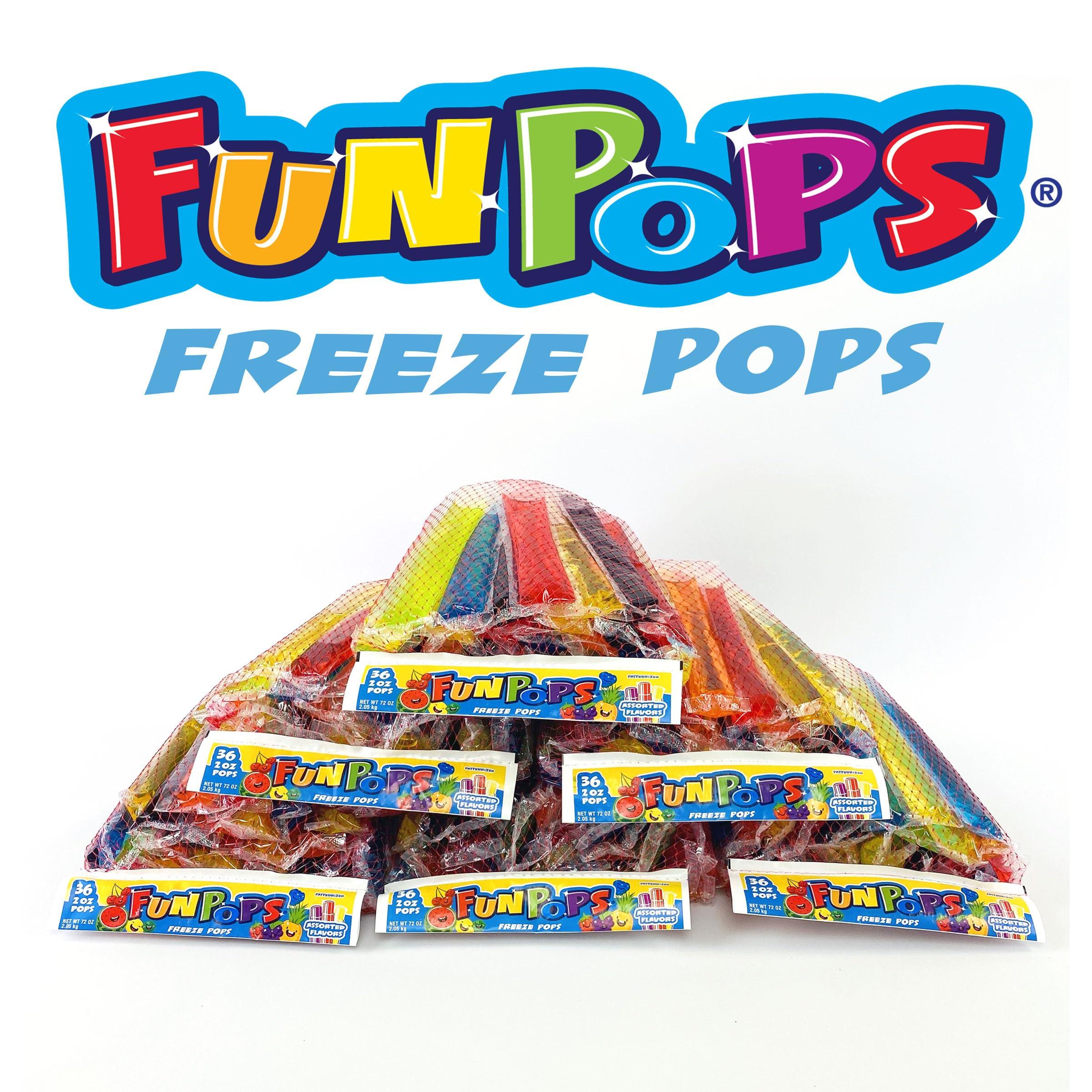 FUNPOPS FunPops Frozen Ice Pops, 36-Fruit Flavored Freeze Pops, Frozen Summer Snack For All Ages, Low Calorie