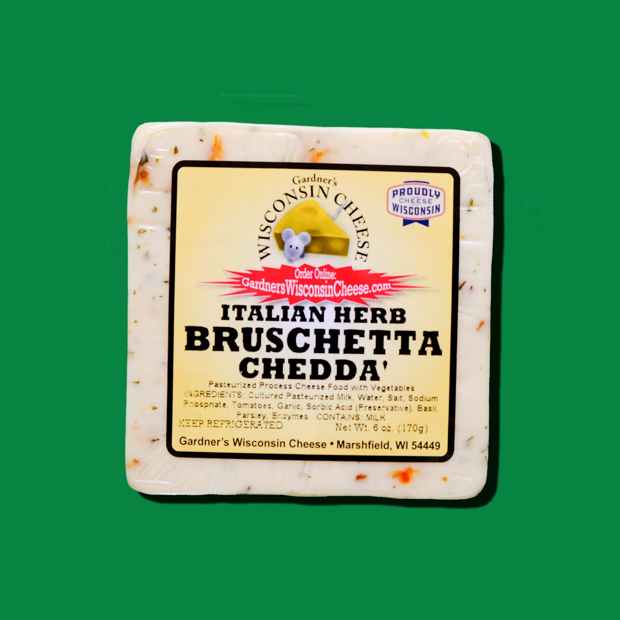 Gardner\'s Wisconsin Cheese Gardner\'s Wisconsin Cheese, Artisan Cheese 4 Packs (Italian Herb Bruschetta Cheddar) (6 Ounces Per Block) - Artisan Cheese Made in Wisconsin, Perfect for Grilling, Barbecues, and Holidays!