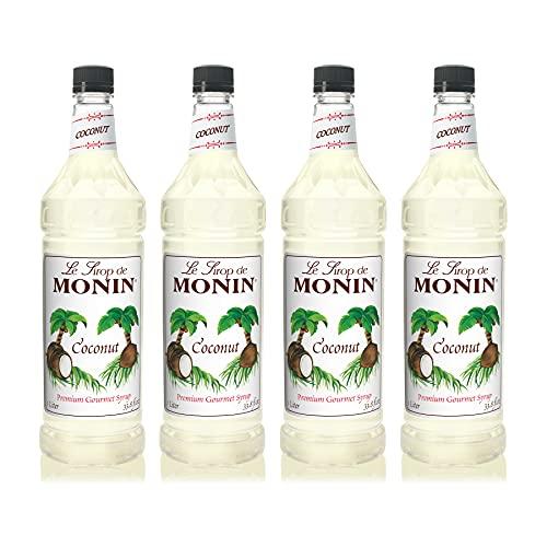 Monin Monin - Coconut Syrup, Sweet and Rich, Great for Cocktails and Smoothies, Gluten-Free, Non-GMO (1 Liter, 4-Pack)