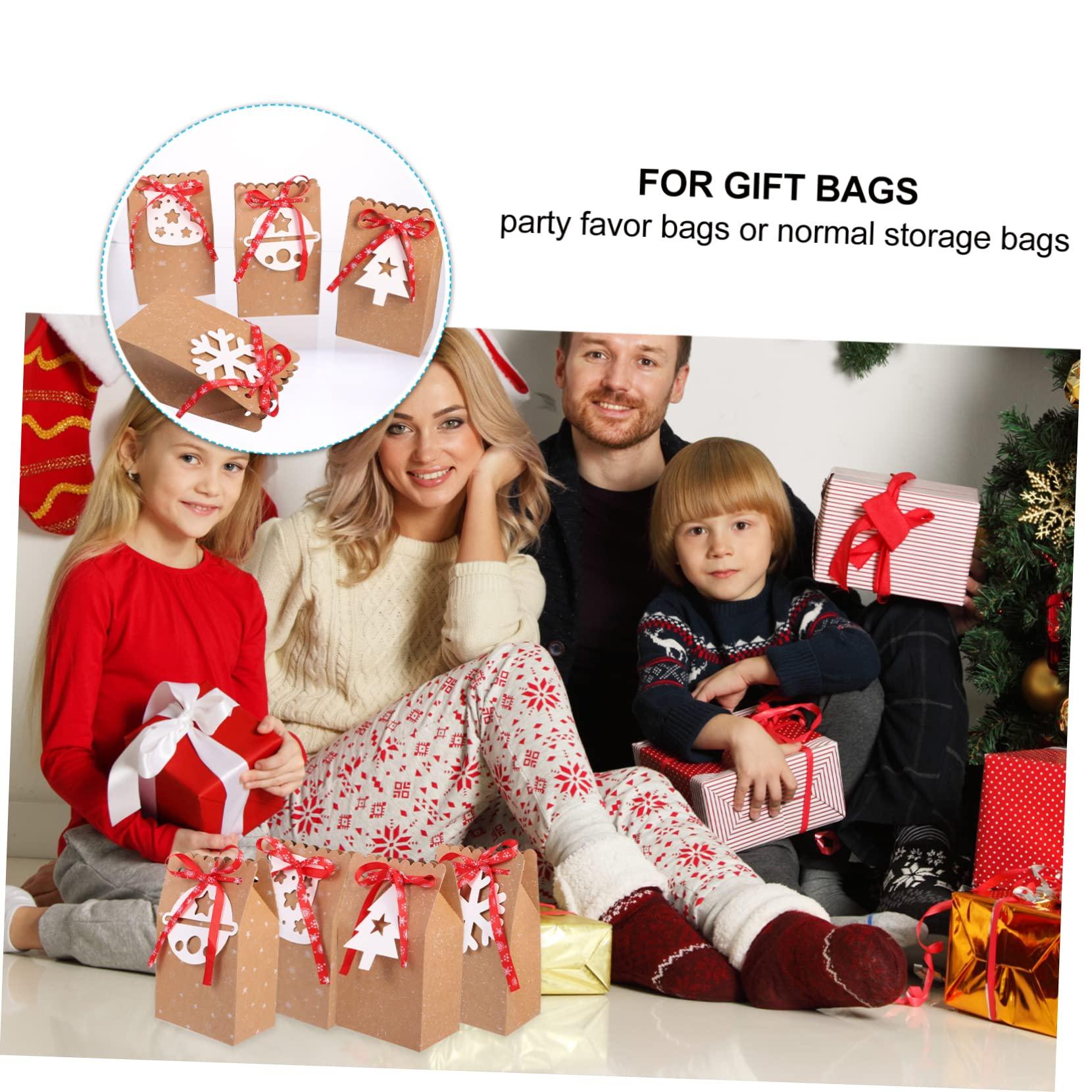 LALAFINA LALAFINA Food Bags 12pcs packing box holiday bags holiday candy bags santa claus sack christmas bags christmas ornament s food packing bags child biscuit bag tag kraft paper