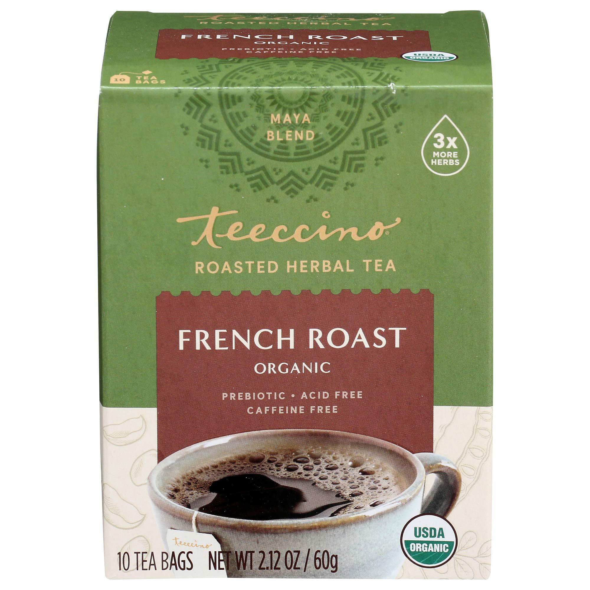 Teeccino Teeccino French Roast Herbal Tea - Rich & Roasted Herbal Tea Thats Caffeine Free & Prebiotic for Natural Energy, Coffee Alternative, 10 Tea Bags