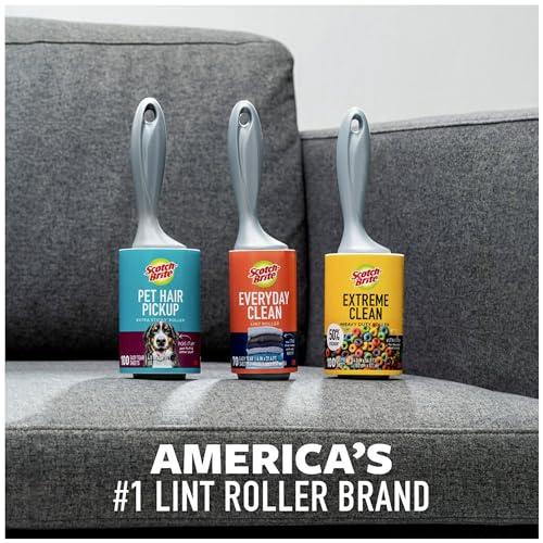 Scotch-Brite Scotch-Brite Extreme Clean Lint Roller, 6 Lint Rollers, 100 Sheets/Roller, 600 Sheets Total, Lint Roller for Pet Hair Extra Sticky, 50% Stickier*, Lint Remover for Clothes, Pet Hair Removal