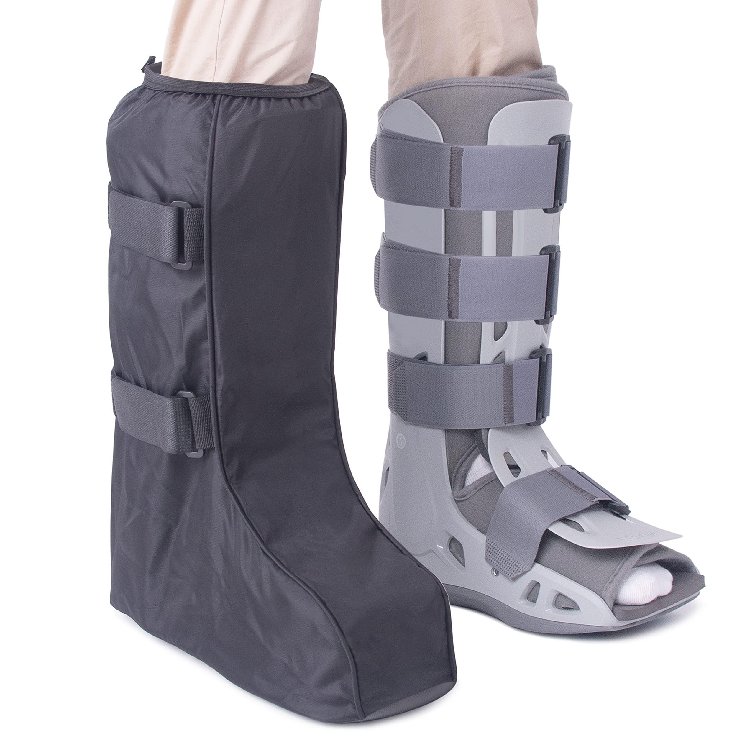 ARUNNERS ARUNNERS Walking Boot Cover for Medical Brace Orthopedic Fracture Cast with Integrative Slip-Resistant Rubber Sole (Black, Tall, X-Small)