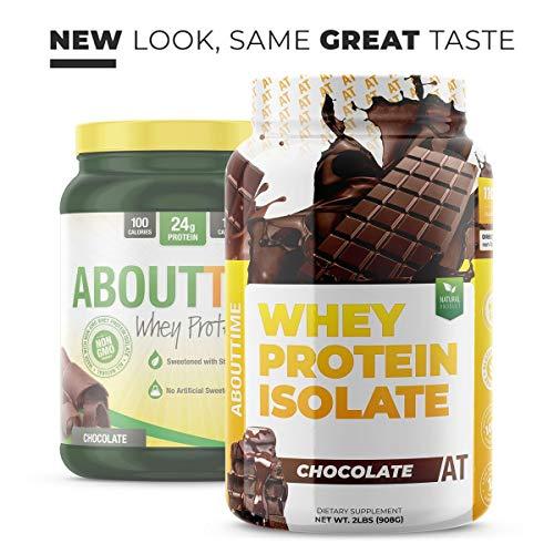 About Time About Time Whey Protein Isolate Chocolate 2lb - 25g Protein, Non-GMO, 0g Fat, 0g Sugars, No Artificial Sweeteners, 32 Servings
