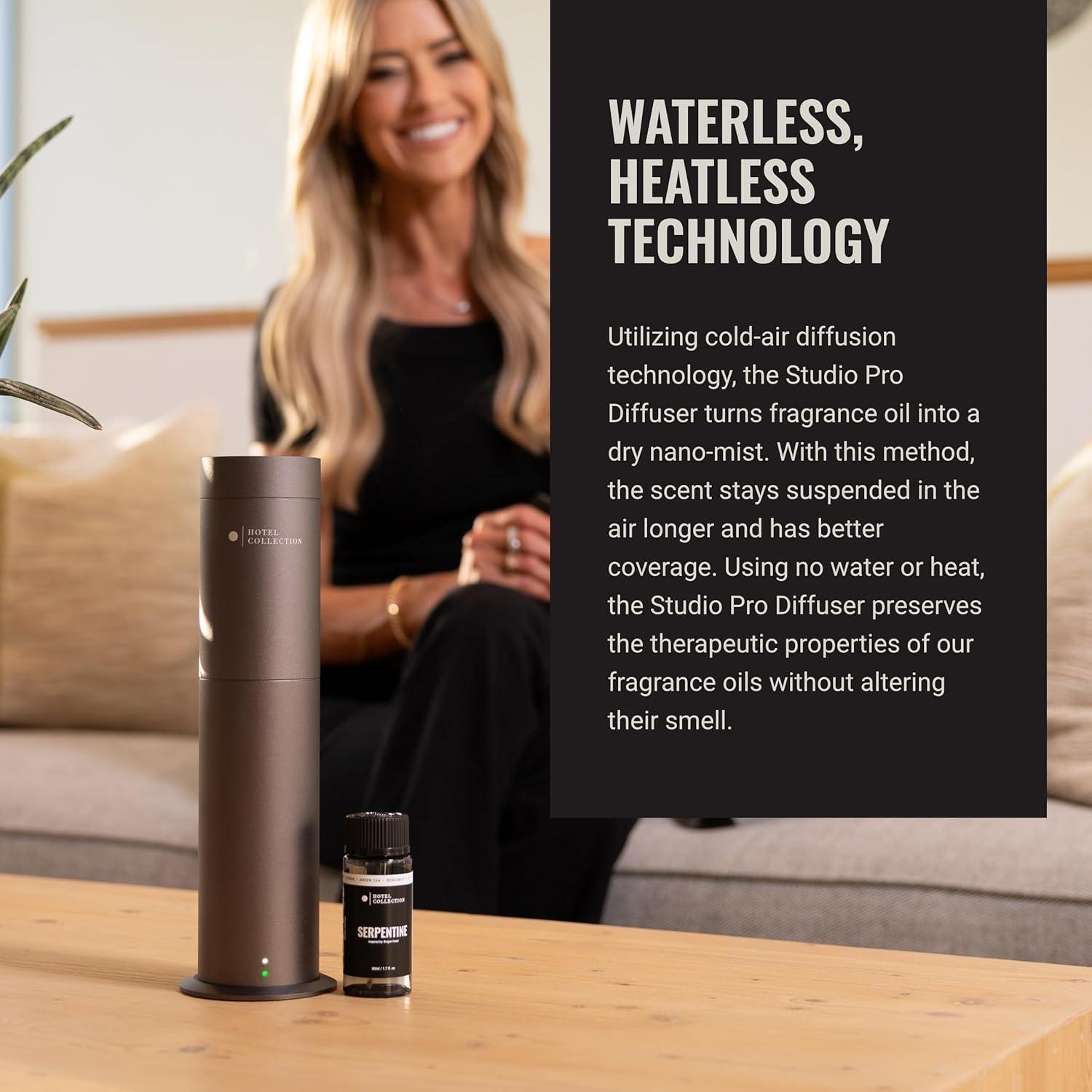 Hotel Collection Hotel Collection-Studio Pro Essential Oil Diffuser-600 sq ft Coverage-Cordless & Portable with Remote-Cold-Air Diffusion Technology-Air Freshener-Champagne-Works Exclusively with Pro Pod Bottles