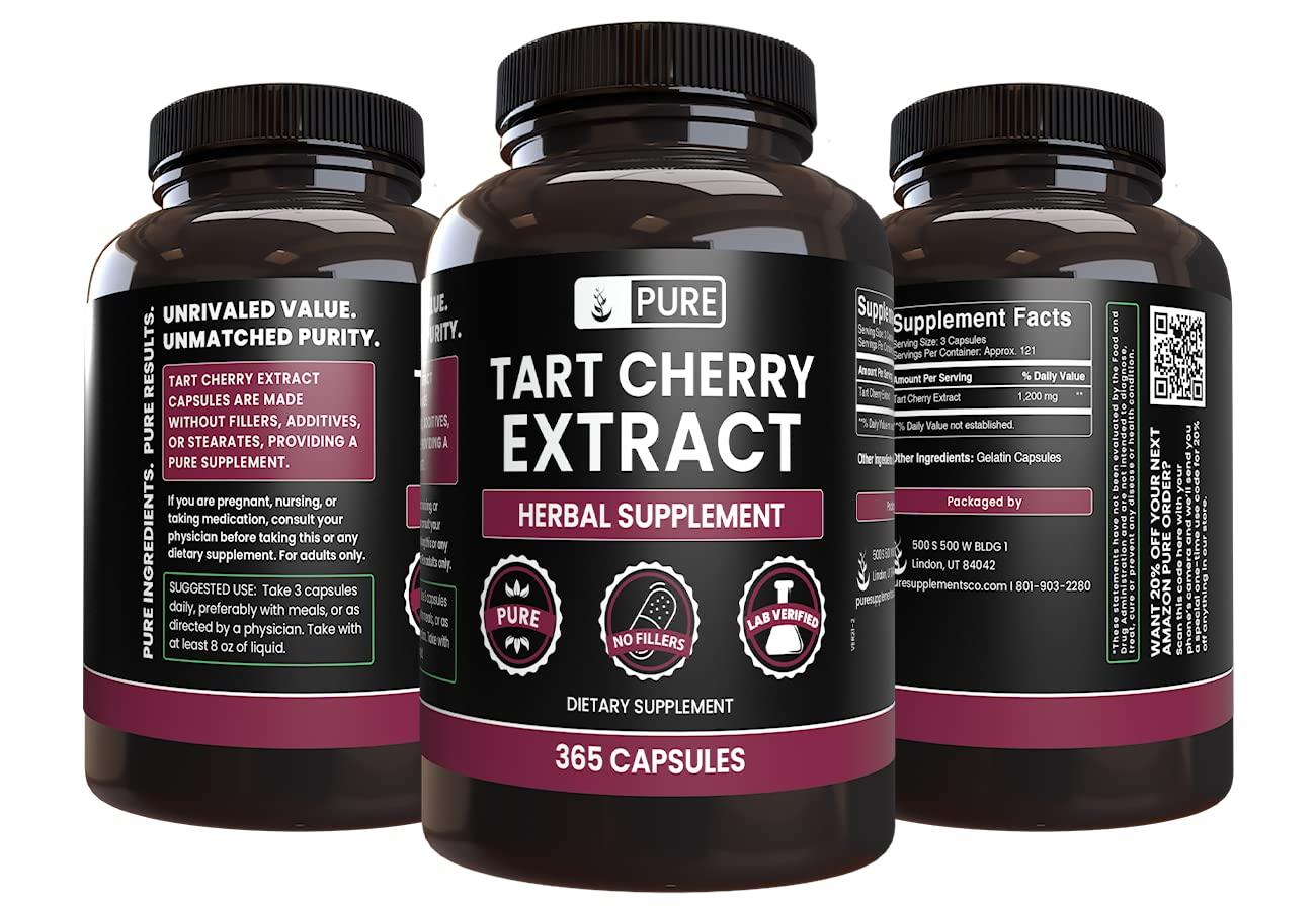 PURE ORIGINAL INGREDIENTS PURE ORIGINAL INGREDIENTS Tart Cherry Extract (365 Capsules) No Magnesium Or Rice Fillers, Always Pure, Lab Verified