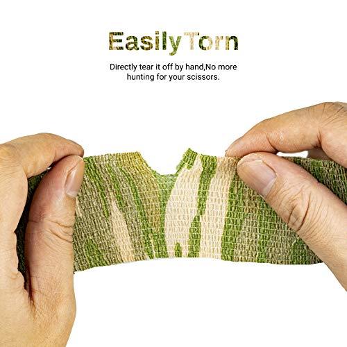 FRESINIDER FRESINIDER 9 Rolls Self Adhesive Wrap Athletic Tape Gauze, Breathable Elastic Cohesive Bandage for Sports Injury & Pet (7 Pcs 2"x 5 Yards + 2 Pcs 1" X 5 Yards) (Forest Camo)