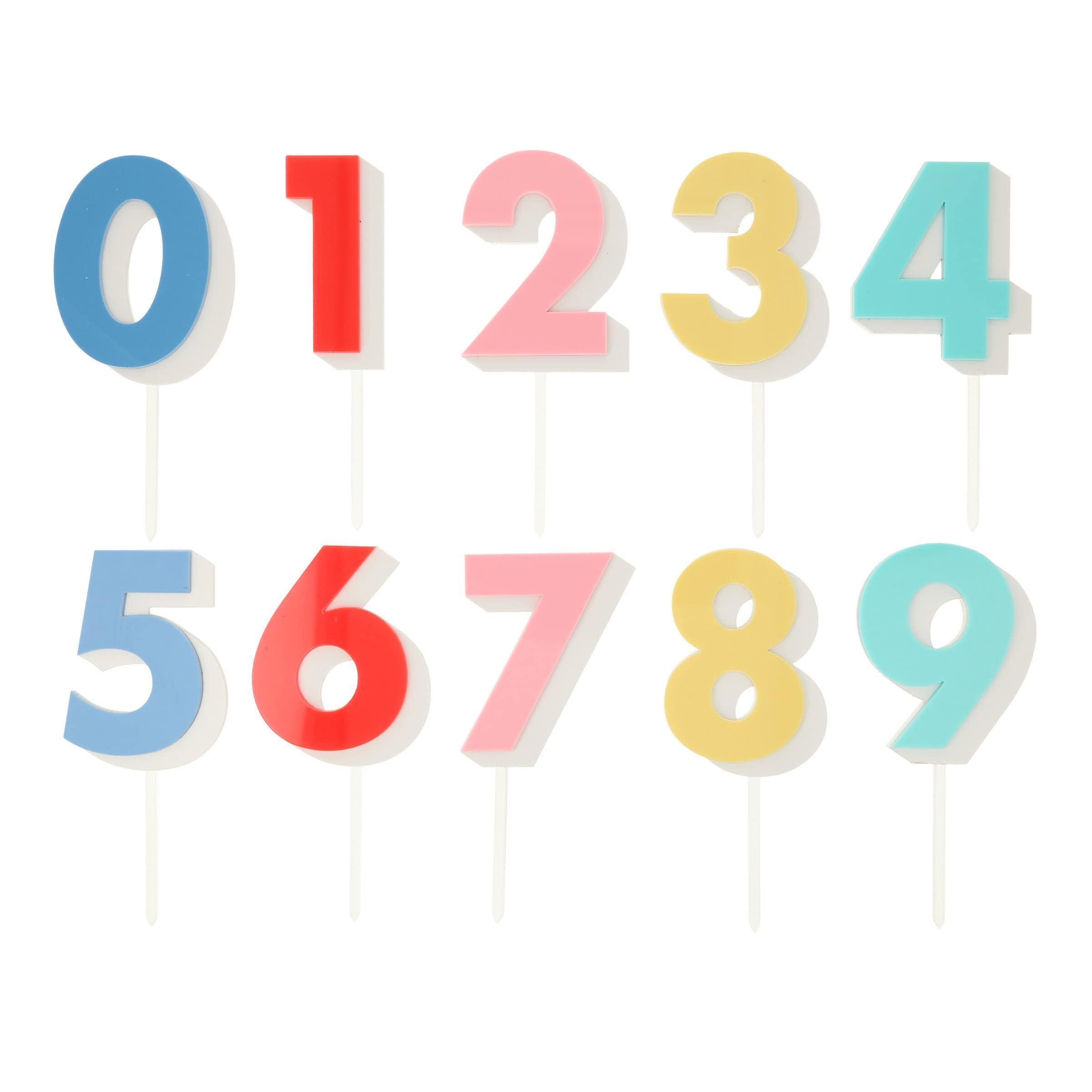 Meri Meri Meri Meri Rainbow Number Acrylic Toppers (Pack of 10)