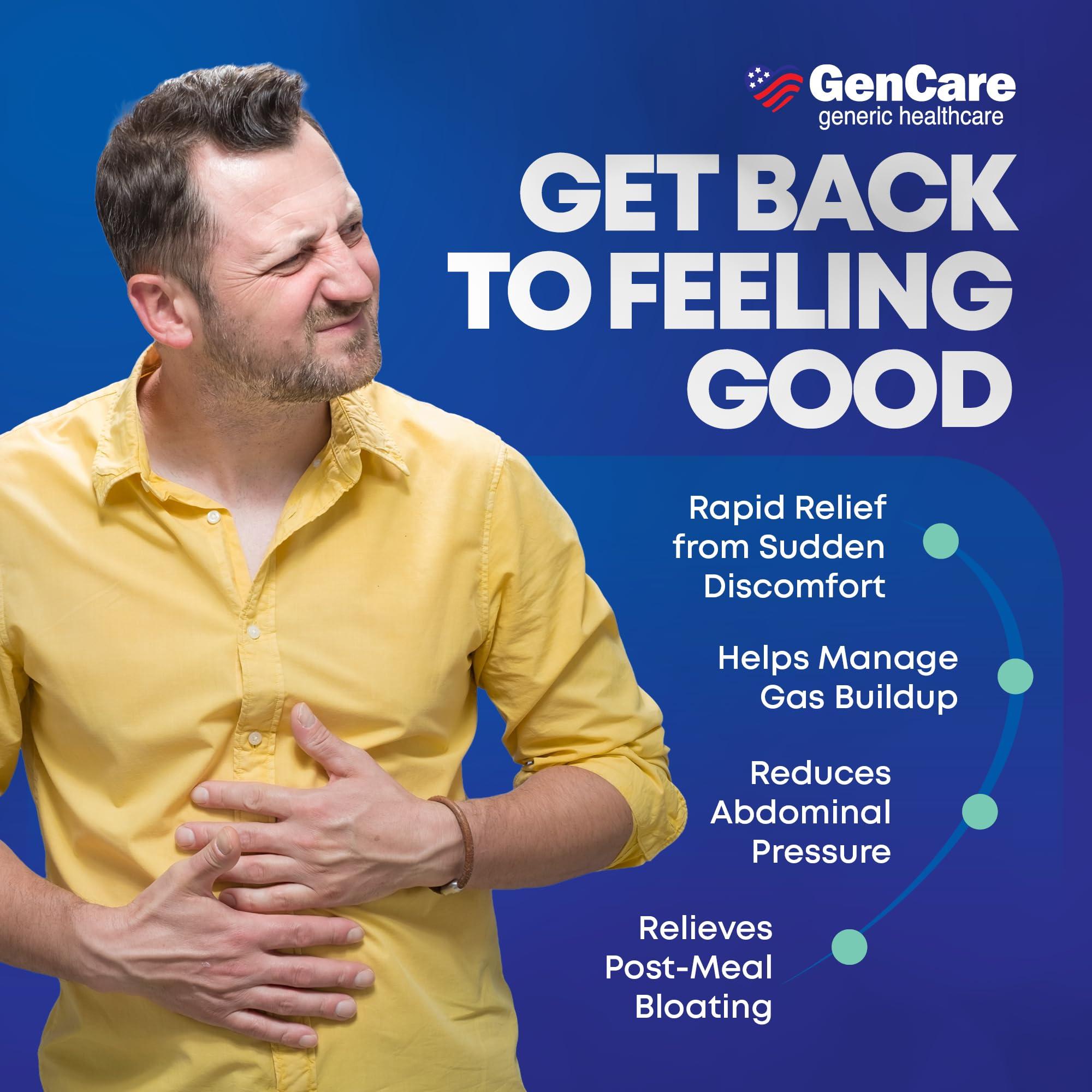 GenCare GenCare -Extra Strength Gas Relief Simethicone 125mg (180 Softgels) Maximum Strength Anti Gas Pills for Bloating Relief, Pressure & Discomfort - Compare to Generic Extra Strength Gas X