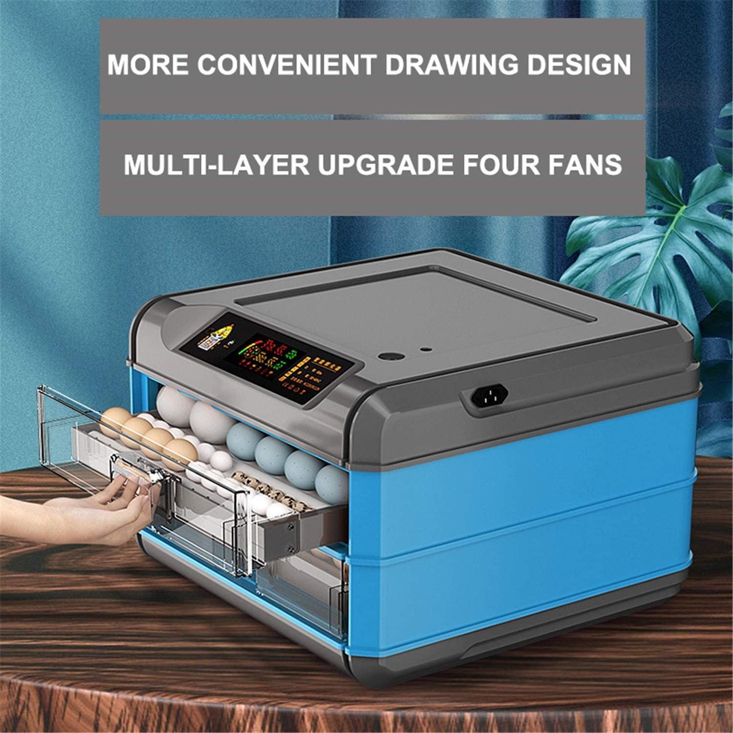 LINCYS 128/192/300egg Incubator, Digital Fully Automatic Brooding Machine Poultry Hatcher with Fully Automatic Egg Turning and Humidity Control Bird Hatcher,128Egg