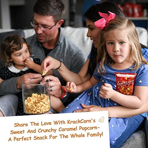 KrackCorn KrackCorn Caramel Popcorn. Award Winning Small Batch Caramel Corn Popcorn Unlike Anything You Have Tried Before! Caramel Flavored Popcorn for Movie Night or Game Night. Tasty Sweet and Salty Popcorn. Non GMO. Gluten Free Snacks. 1.25oz (Pack of 12)