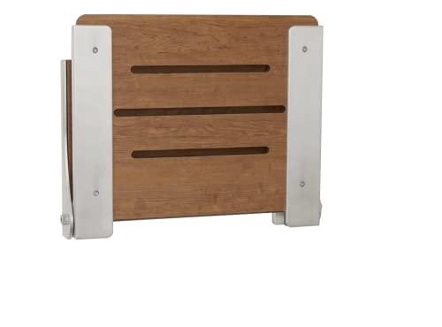Seachrome Seachrome Silhouette Folding Wall Mount Shower Bench Seat, Rustic Teak Seat with Silver Frame (SHAF-185155-PRTS-S-SL)