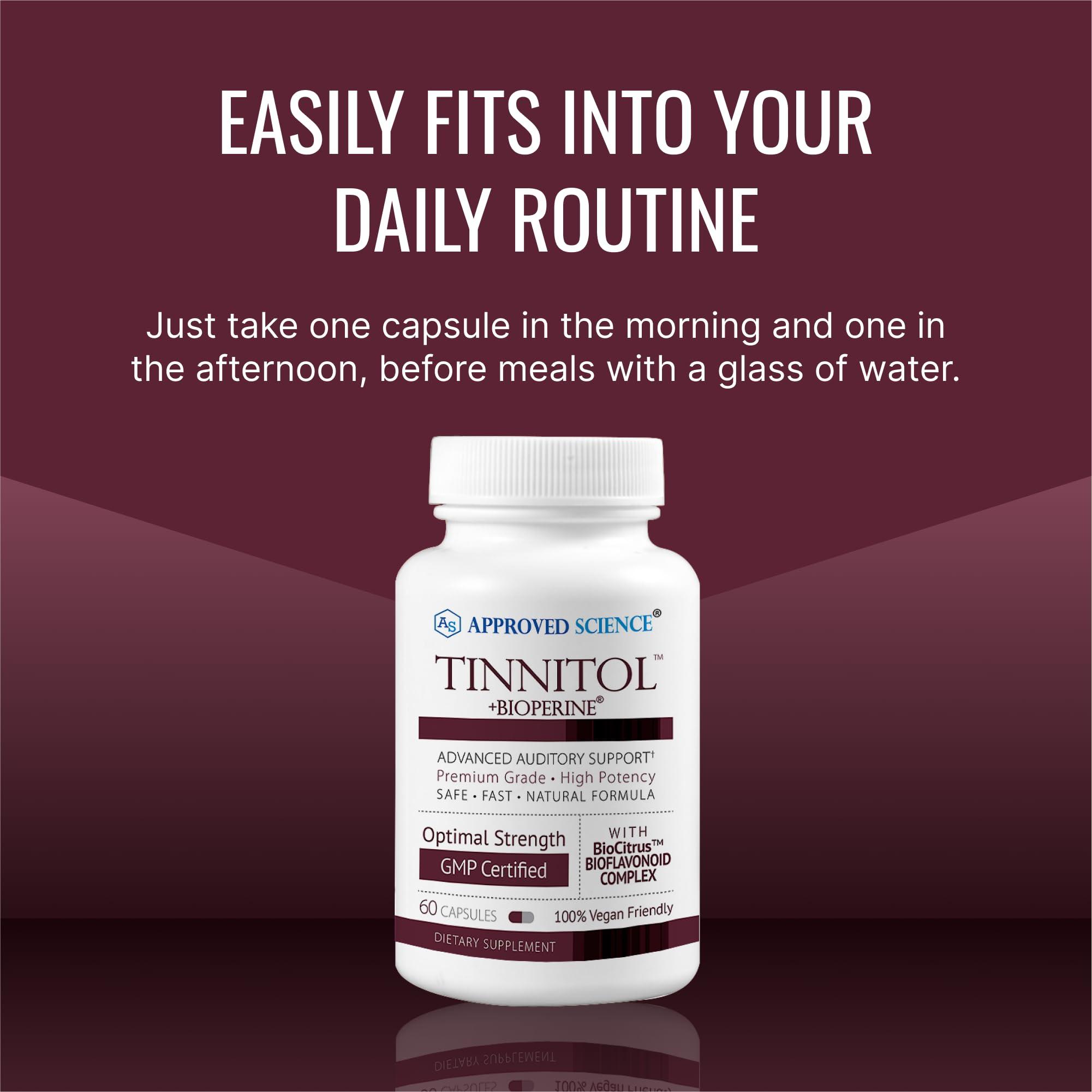 Approved Science Approved Science® Tinnitol - Tinnitus Support Supplement - Ease Ringing in The Ears - Boost Inner Ear Health - 60 Capsules - Made in The USA