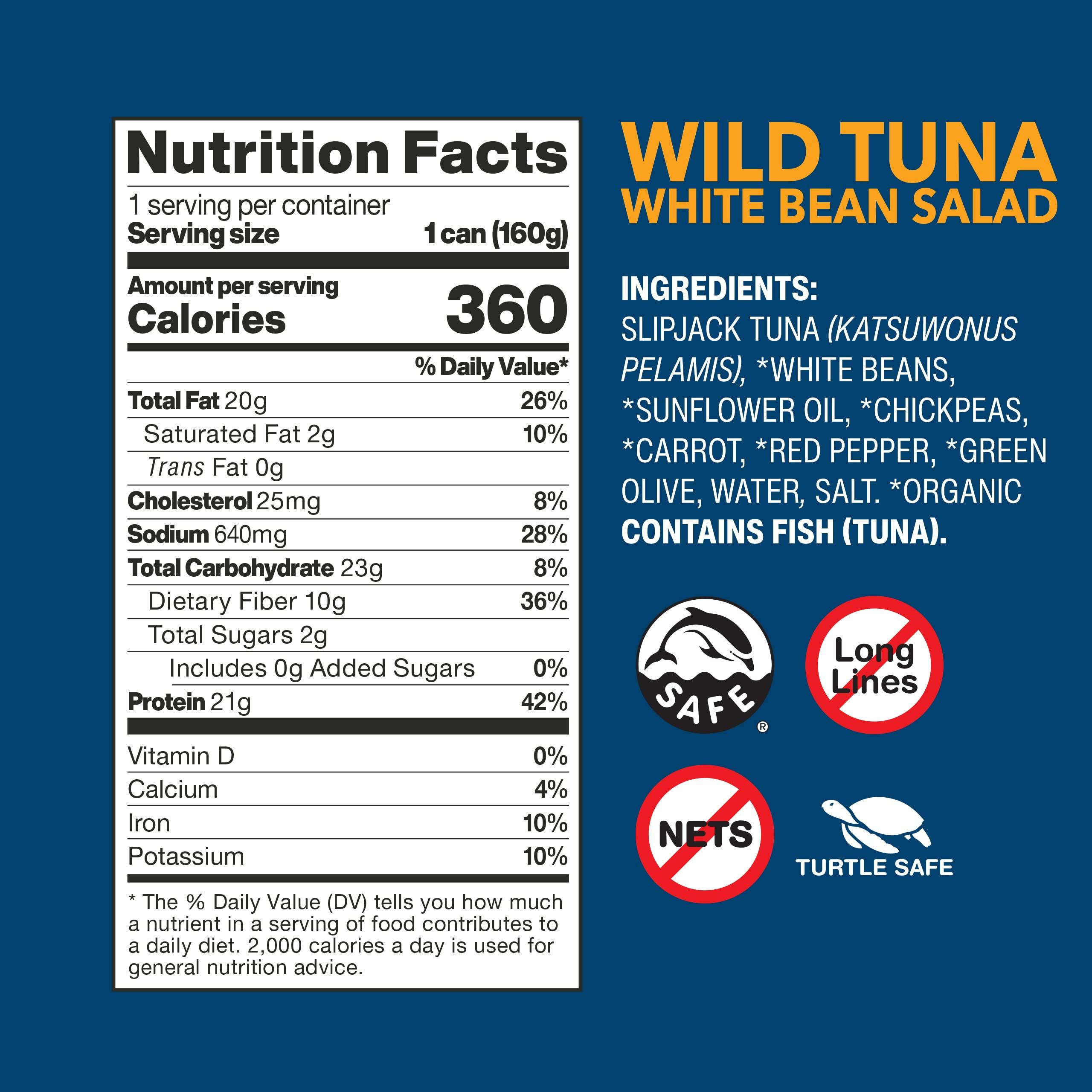 Wild Planet Wild Planet Ready-To-Eat Wild Tuna White Bean Salad With Organic Chickpeas, Carrots, Red Peppers & Green Olives 5.6oz (Pack Of 12)