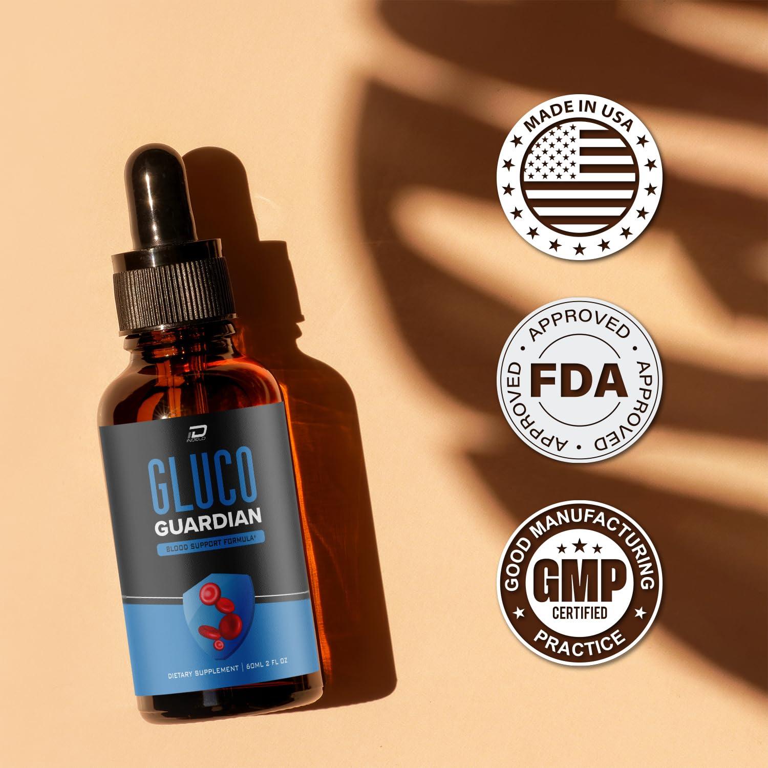 Indelo Gluco Guardian Drops Liquid Supplement - GlucoGuardian Drops, All-Natural Formula, Offical Gluco Guardian Extra Strength Formula, Gluco Guardian Reviews (1 Month Supply)